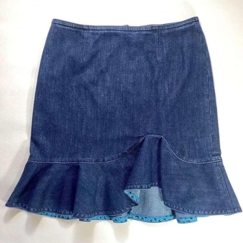 Anthropologie x Leifsdottir Blue Denim Ruffle Mini Skirt